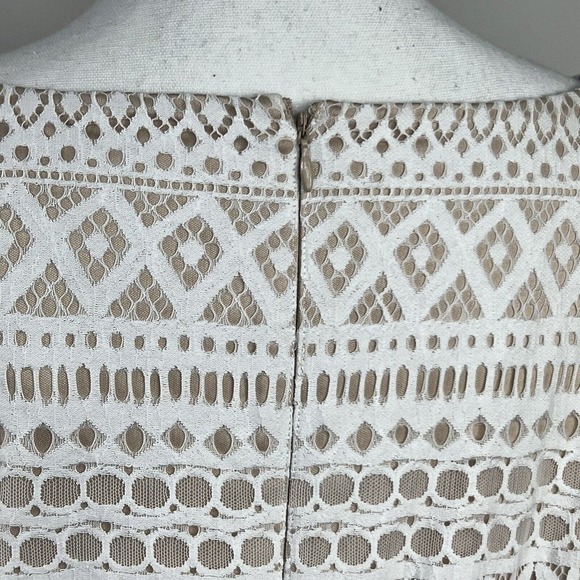 Eliza J Ivory Cream Lace Overlay Sheath Dress Size 8 Bell Sleeves - Picture 12 of 14